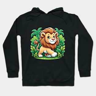 Cartoon Lion Prancing In The Jungle King of the Jungle Lion Hoodie